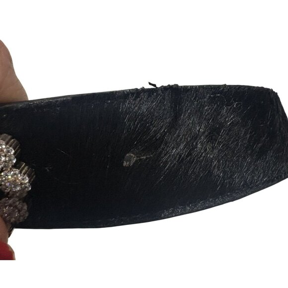 Black Men\'s Rhinestone Buckle Haircalf Belt 42